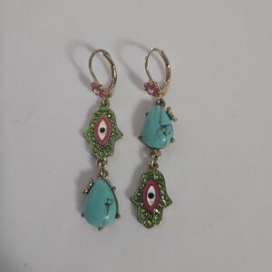 Elegant Turquoise and Green Drop Earrings